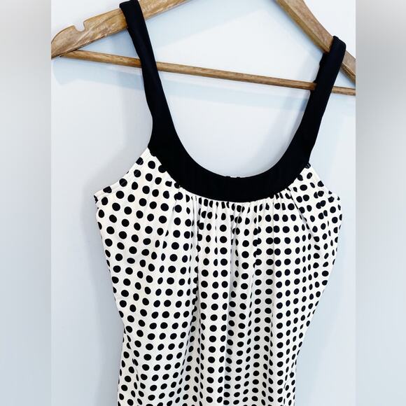 NEW Coco Reef Draped Polka Dot Tankini Top Black & White Size 34C - Picture 4 of 12